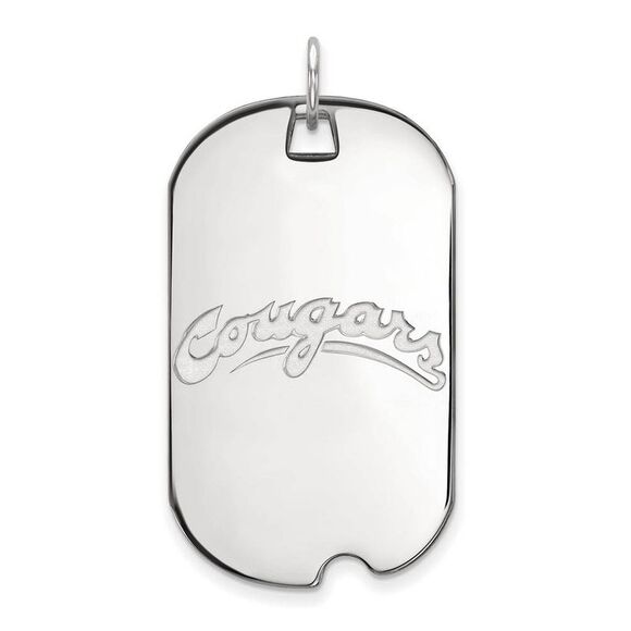 10k White Gold Washington State Large Script Dog Tag Pendant